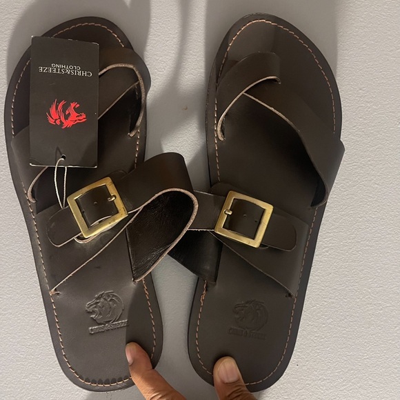 Chris & Streeze Other - Chris & Steeze Dark Brown Sandals with Buce on side Sz 11 (44)